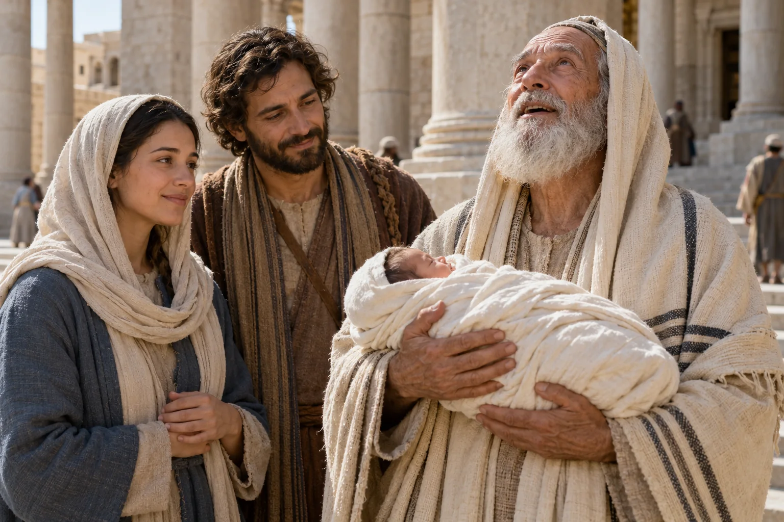 Beeld bij Lukas 2: Simeon ontvangt het Kind