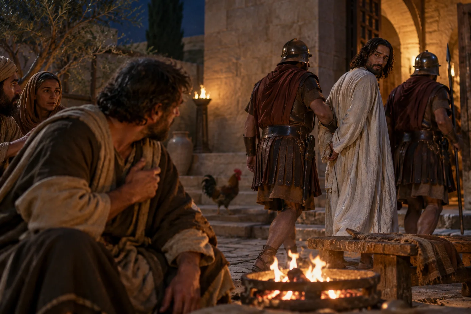 Beeld bij Lukas 22: Jezus kijkt Petrus aan
