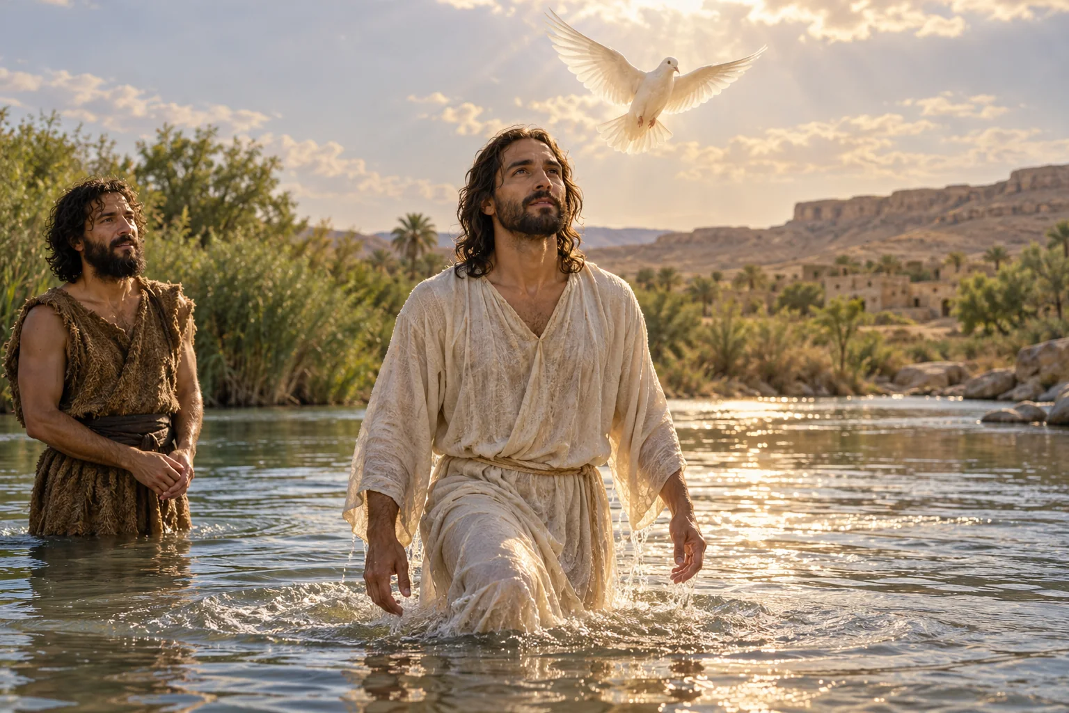 Beeld bij Mattheus 3: Jezus komt uit het doopwater