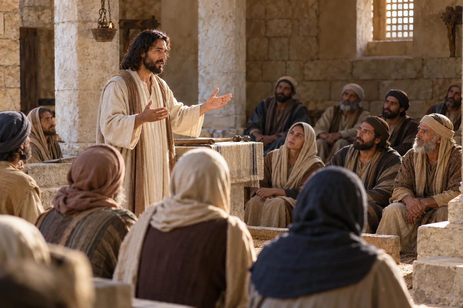 Beeld bij Mattheus 4: Jezus onderwijst in Galilea