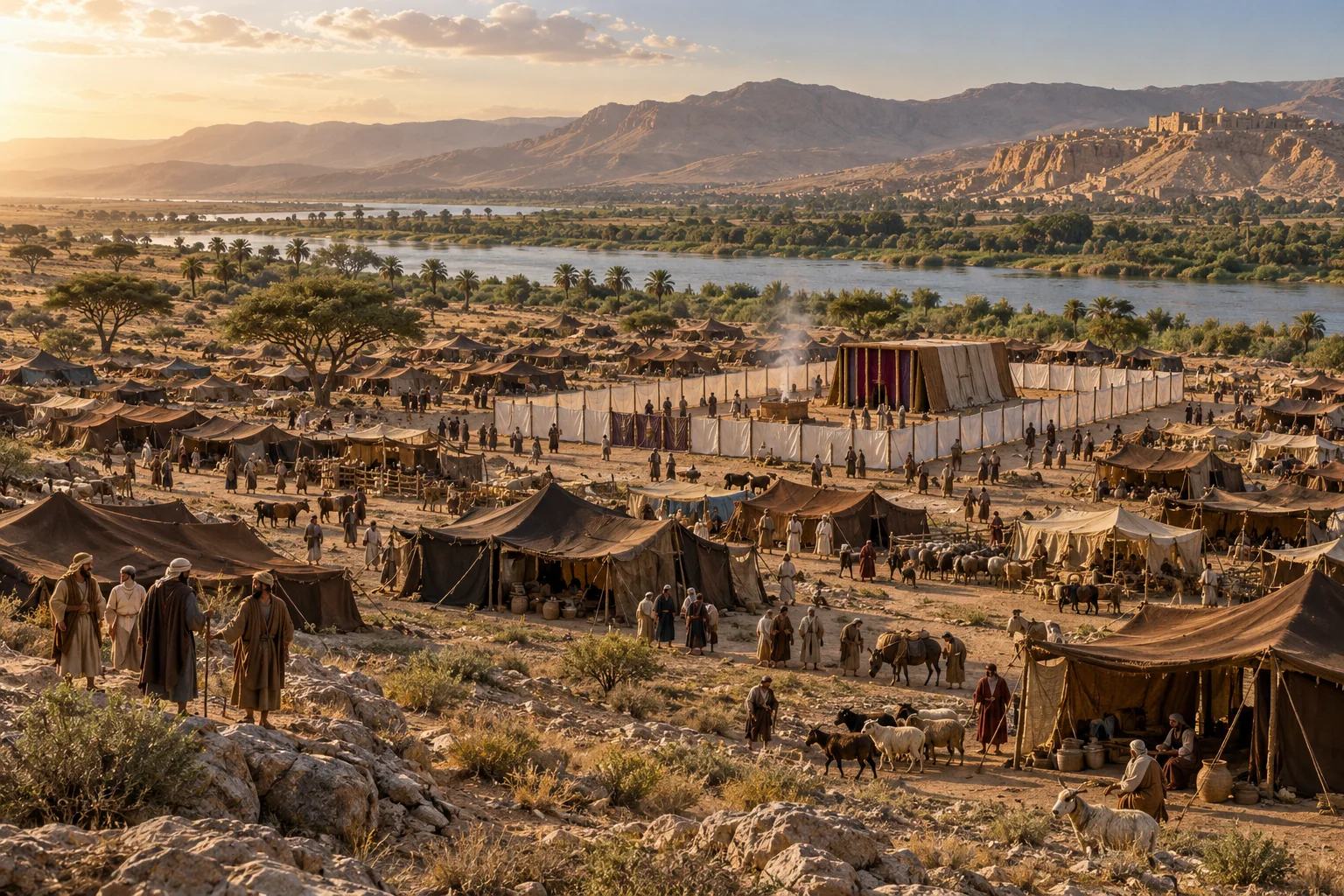Beeld bij Numeri 33: Het leger in de vlakten van Moab