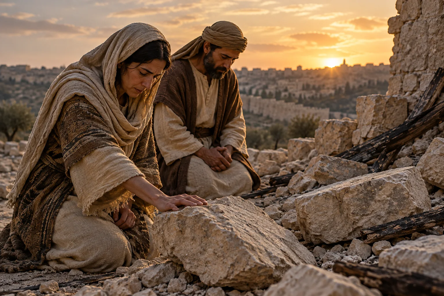 Beeld bij Psalmen 102: Verdriet om de stenen van Sion