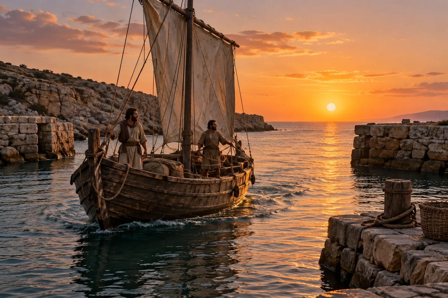 Beeld bij Psalmen 107: Veilig in de gewenste haven