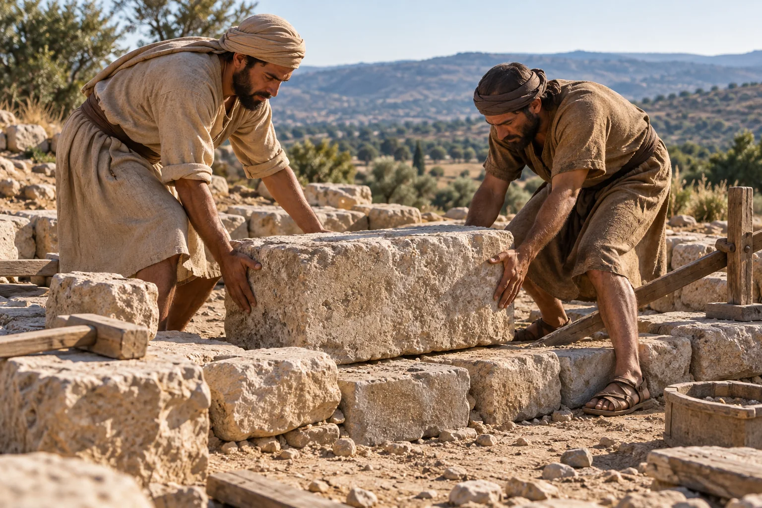 Beeld bij Psalmen 118: De afgekeurde steen als hoeksteen