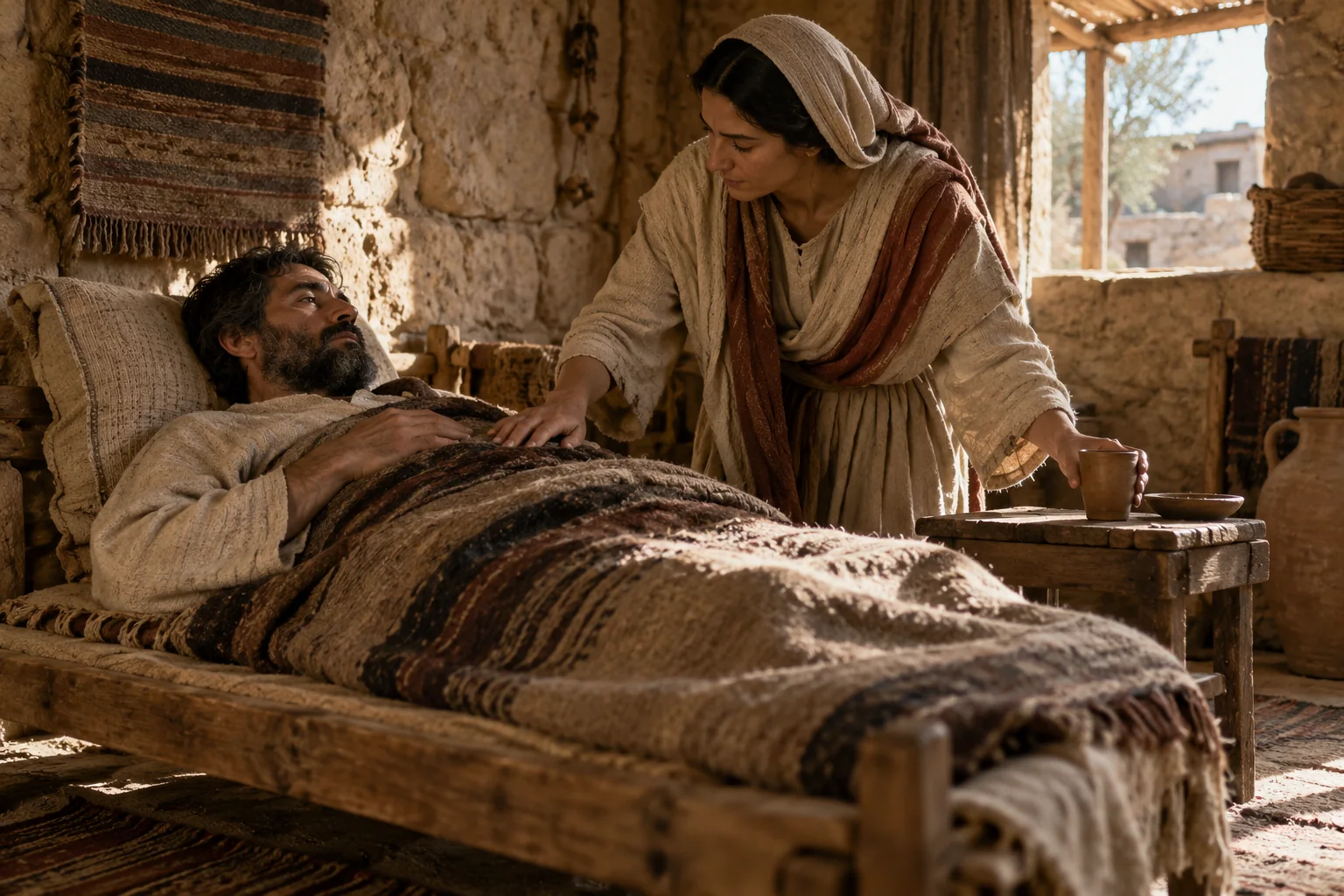 Beeld bij Psalmen 41: Steun op het ziekbed