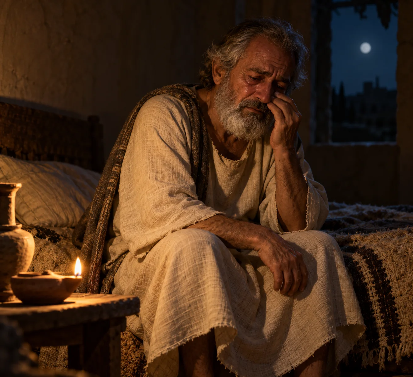 Beeld bij Psalmen 6: Een bed nat van tranen