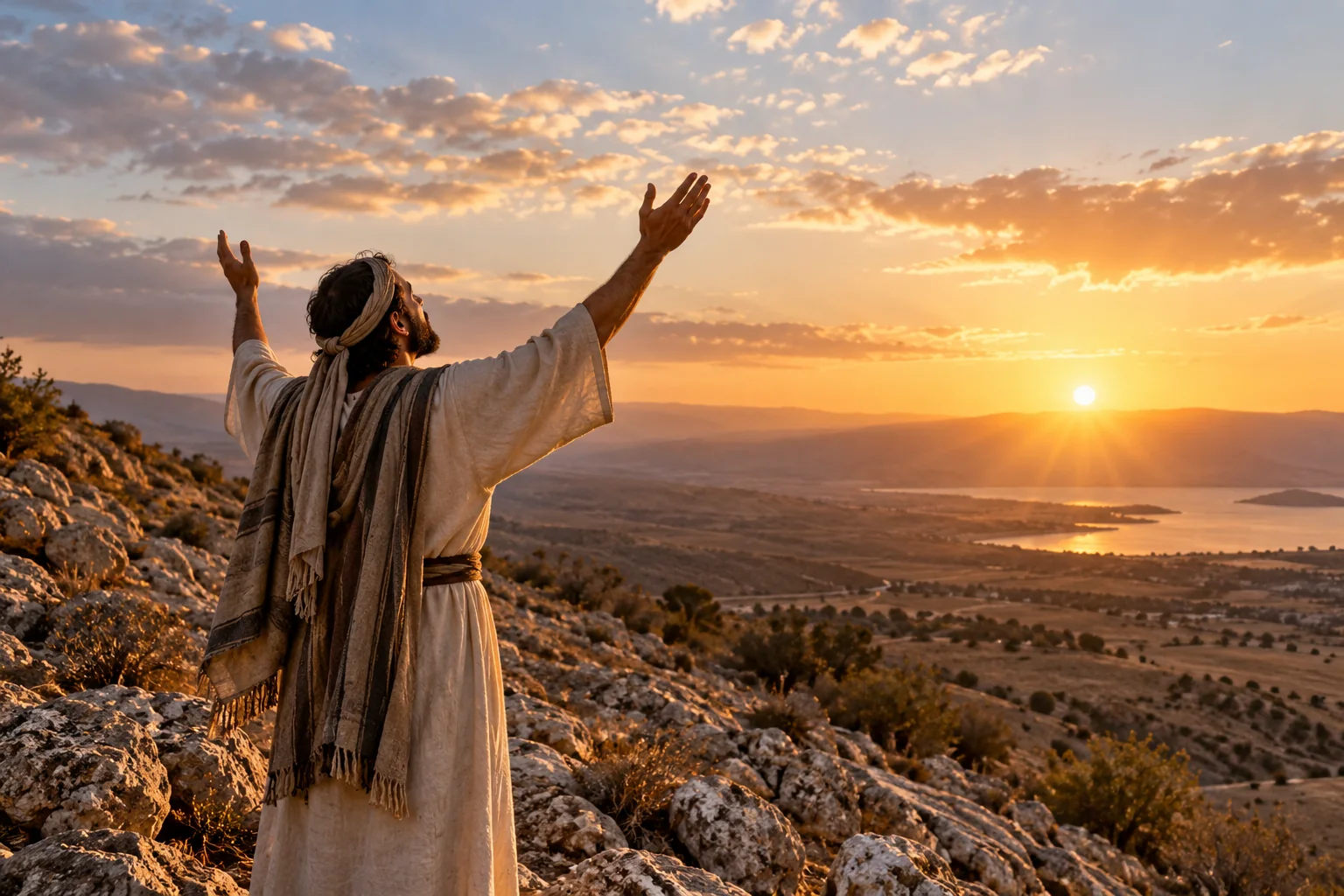 Beeld bij Psalmen 63: Het leven lang de handen opheffen