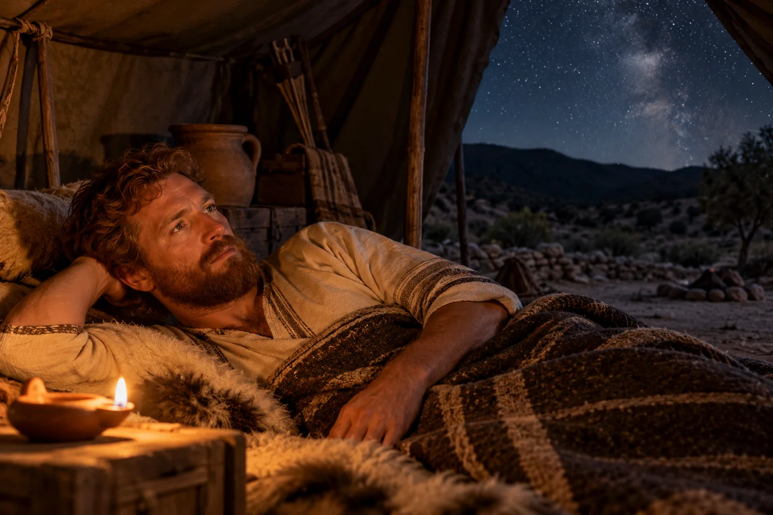 Beeld bij Psalmen 63: In de nacht aan God denken