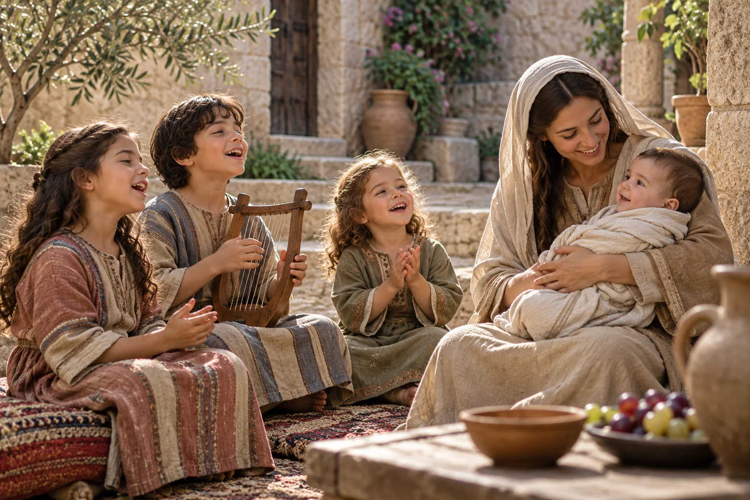 Beeld bij Psalmen 8: Kinderen laten Gods lof horen