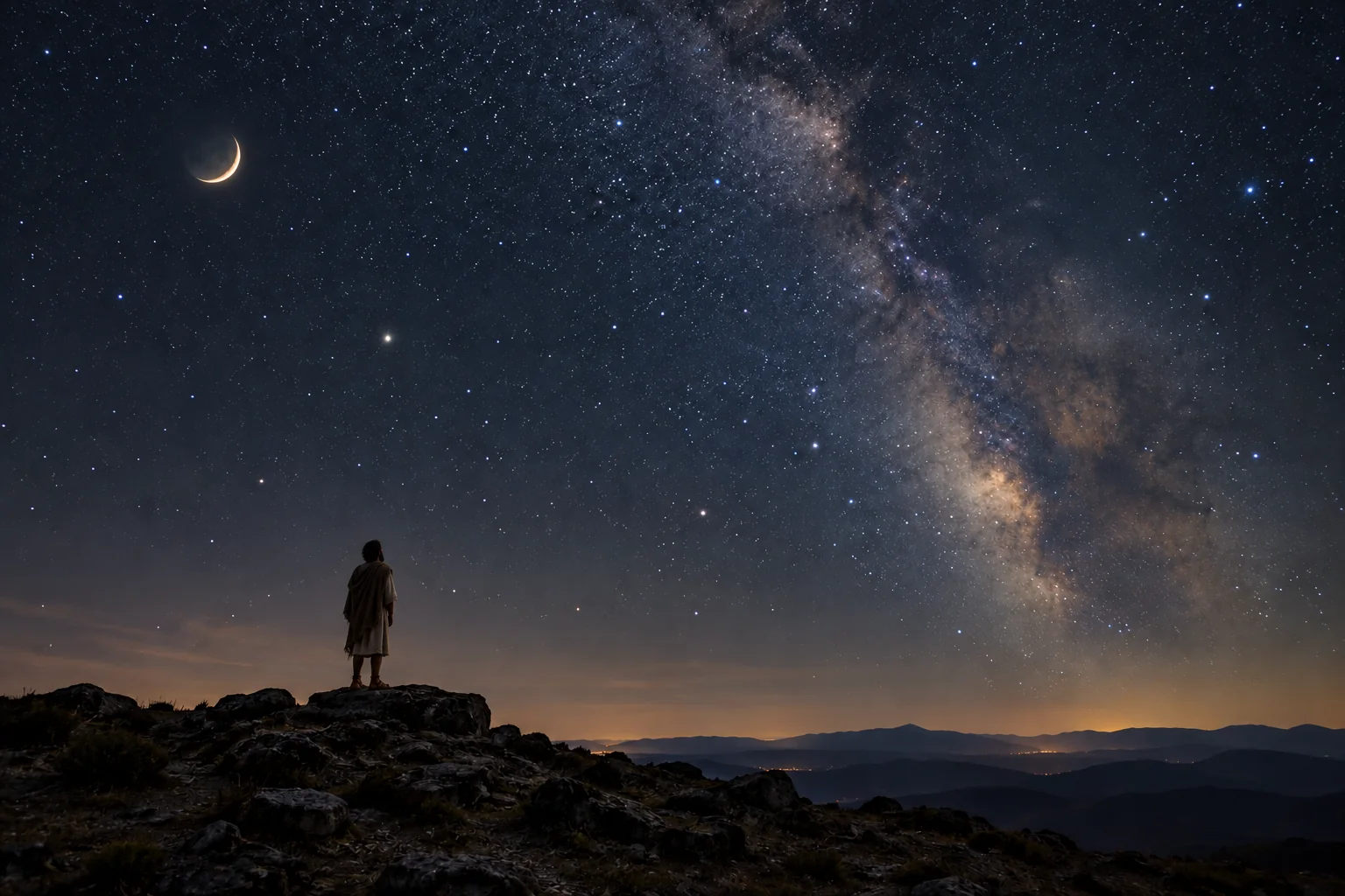 Beeld bij Psalmen 8: De maan en de sterren aan de hemel
