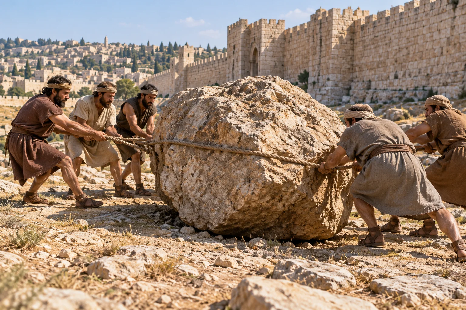 Beeld bij Zacharia 12: Jeruzalem als zware steen